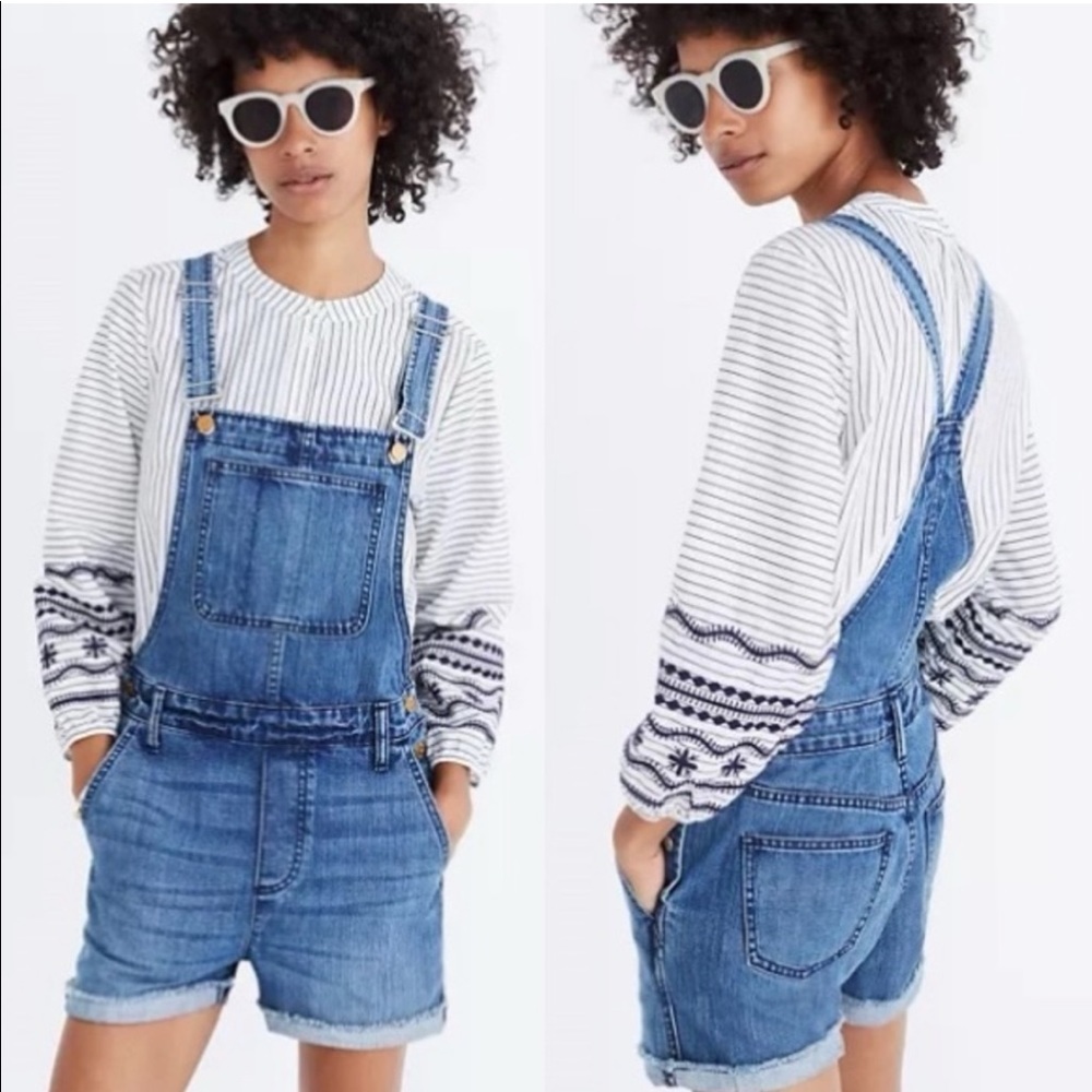 madewell adirondack short overalls size small deni
